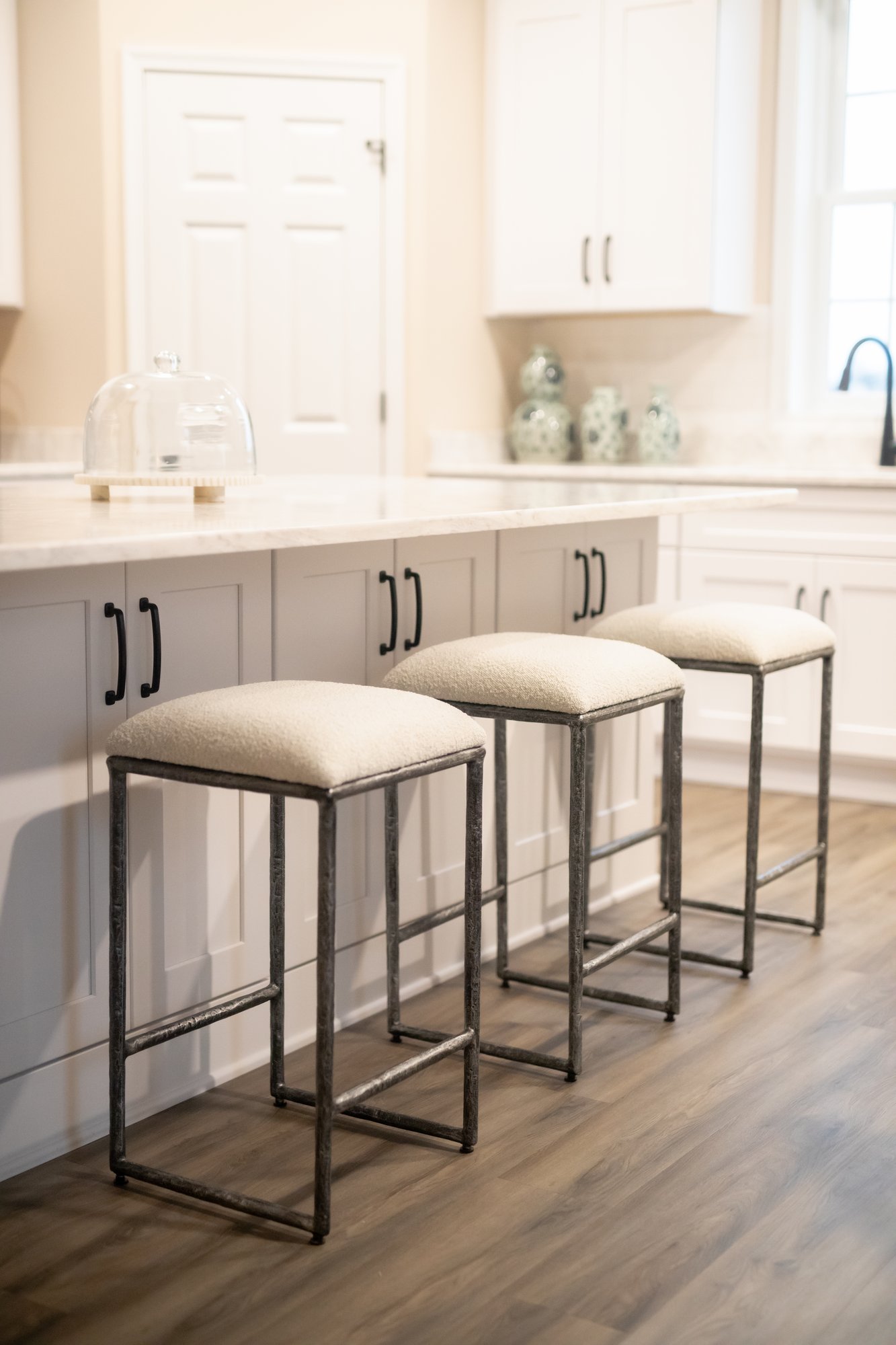Kitchen island with seating for three