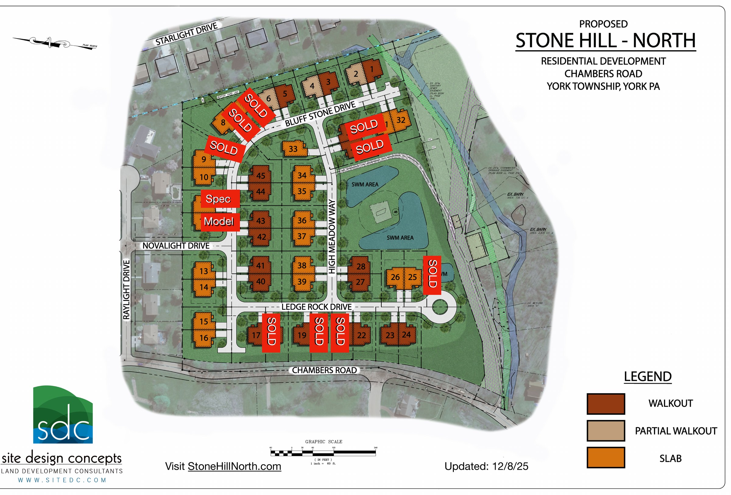 Stone Hill North community site map showing available and sold lots